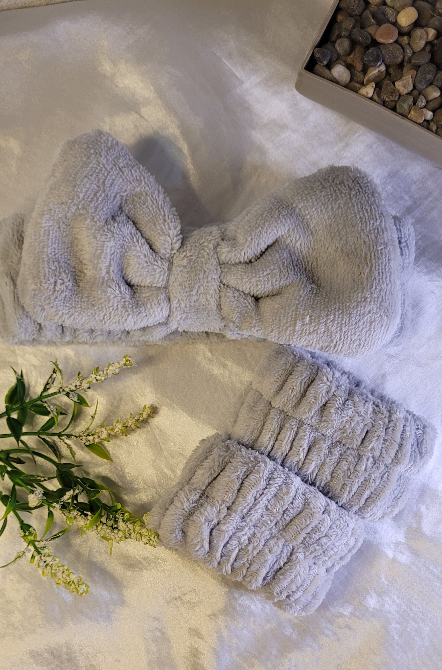 Vincha de skincare más muñequeras #Gris